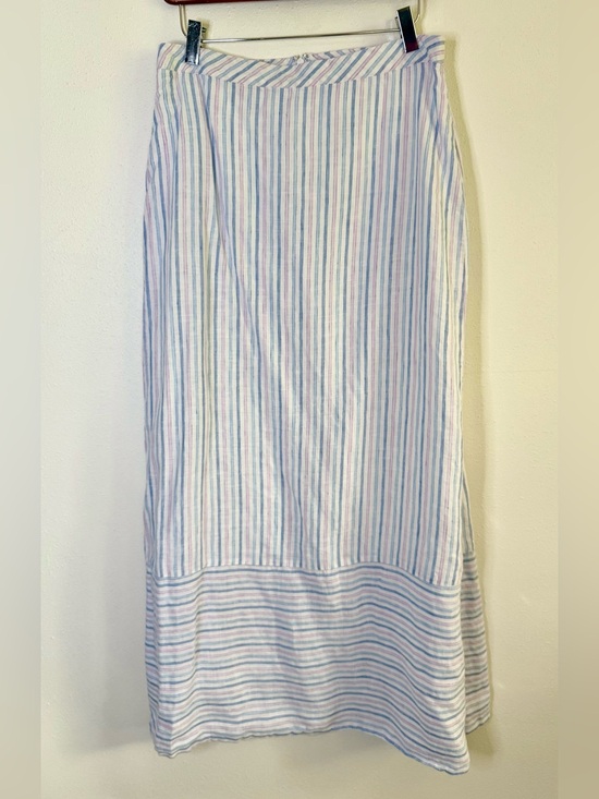 Island Company Dresses & Skirts - Island Company Linen Maxi Skirt M Blue Pink Stripe Coastal Resort
